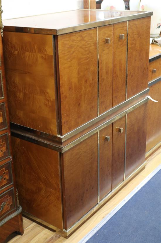 A pair of burr walnut cabinets W.90cm
